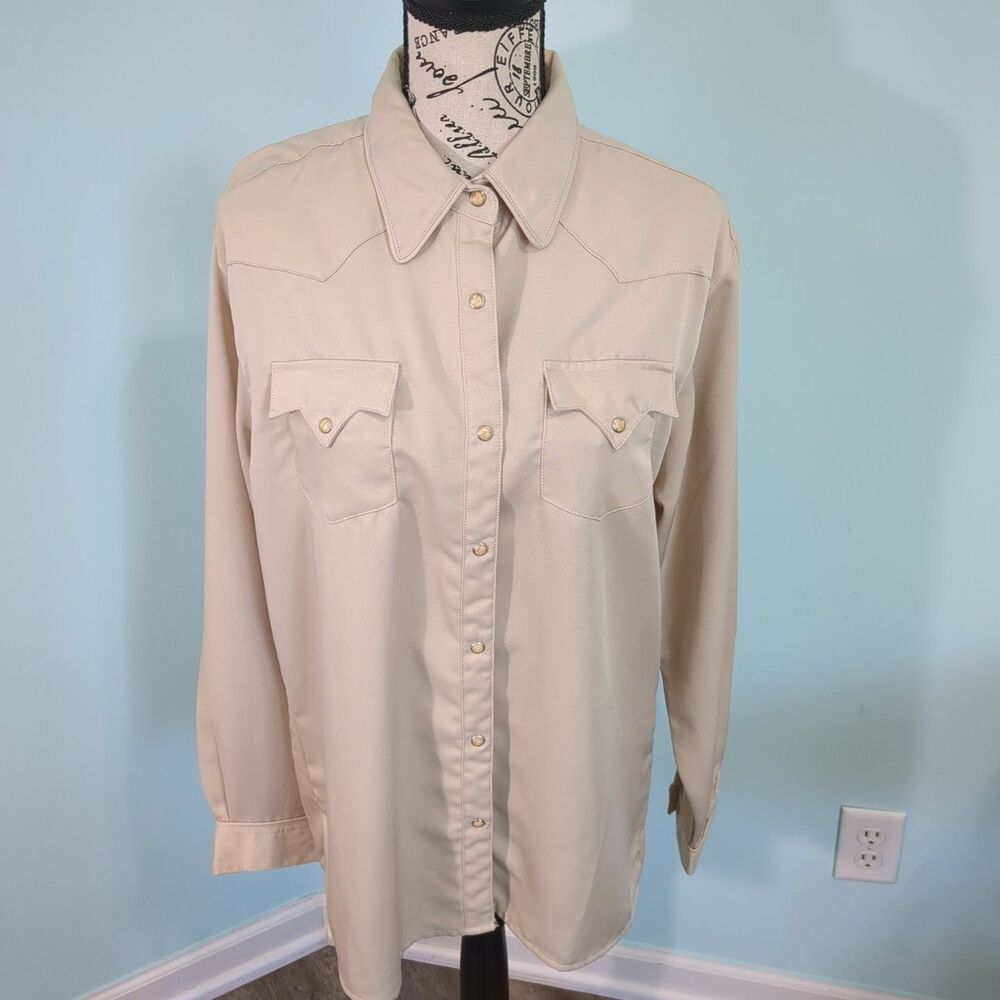 Vintage Wranglers Womens Pearl Snap Long sleeve Shirt LW4521T large rodeo Weste
